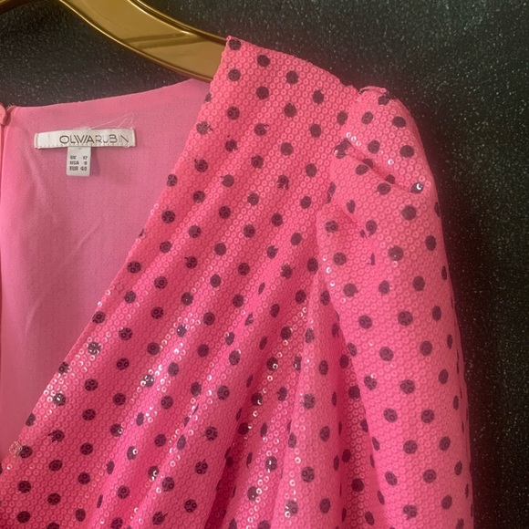 Olivia Rubin 'Imogene pink polka dot sequin dress UK 12 US 8 EUC - Picture 7 of 8